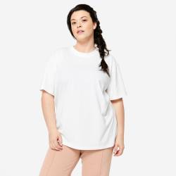 T-Shirt Damen Oversize Rundhals - beige von Domyos