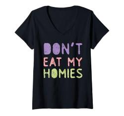 Damen Don't Eat My Homies Outfit Tierschutz Veganer Vegetarier T-Shirt mit V-Ausschnitt von Don't Eat My Homies Vegan Vegetarisch Design