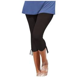 DondPO Capri Leggings Damen Buaumwolle 3/4 Lang Sommer mit Spitze Sommer Blau Jeas Sommer Weiss Taschen Große Größen Weiß Blickdicht 3/4 High Waist Blickdicht Yogahose Laufhose für Gym Yoga Sport von DondPO