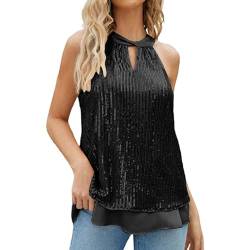 DondPO Glitzertop Damen Festliche Große Größen Glitzernde Tunika Glitzer Tops Party Kurzarm Sparkle Wickelbluse Pailletten Oberteil Glitzerbluse Metallic Gürtel Elegant Glitzer Top Bluse von DondPO