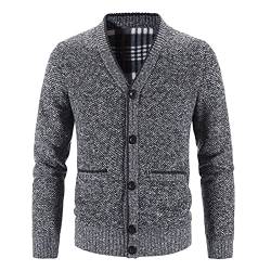 DondPO Trachtenstrickjacke für Herren, Warm Taschen Kapuze Pullover Wolljacke V Ausschnitt Winter mit Knöpfen Wintermantel Trachtenjacke Strickjacke Dicke Outdoor Langarm Cardigan Strickmantel von DondPO