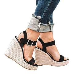 Schuhe Damen Pumps Damen Blockabsatz High Heels Weiß Silber Beige Schwarz 41 Sexy Offen Elegant Plateau Keilsandalen mit Absatz Römersandalen Sommerschuhe Sandalen Sommer Sandaletten Keilsandaletten von DondPO