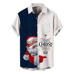 Weihnachtshemd Herren Langarm, Rotes Lustige 3D Bedruckte Freizeithemd Revershemd Baumwolle Langarm Grün Christmas Shirt Weihnachtshemd Weihnachten Shirt Slim Fit Stehkragen Langarmhemd von DondPO