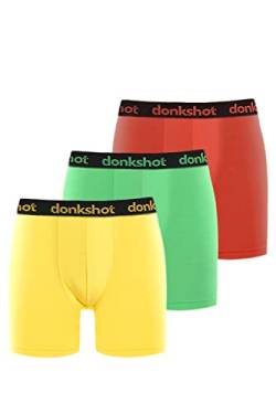 Boxershorts im 3er Pack, Bequeme Unterhosen für Herren, eng anliegend mit klassischem Schnitt, Rot-Grün-Gelb - S von Donkshot