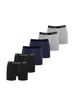 Boxershorts mit längerem Bein im 6er Pack, Bequeme Unterhosen für Herren, eng anliegend mit klassischem Schnitt, Schwarz-Marine-Grau - M von Donkshot
