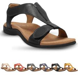 Donubiiu Orthopädische sandalen damen,Rinah orthopädische ledersandalen，orthosun sandalen,Ergonomic Orthopedic Sandals (Schwarz,41) von Donubiiu