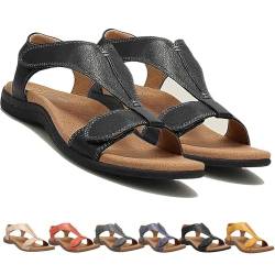 Donubiiu Rinah orthopädische ledersandalen，orthosun sandalen,Ergonomic Orthopedic Sandals, orthopädische sandalen damen (Schwarz,39) von Donubiiu