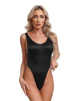 Doomiva Damen Transparent Body Träger Bodysuit High Cut Stringbody Unterhemd Thong String Tanga Dessous Reizwäsche Schwarz Einheitsgröße von Doomiva