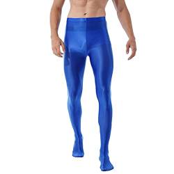 Doomiva Herren Strumpfhosen Nylon Glänzend Leggings Männer Hoher Taille Nylonstrumpfhose Lang Hose Feinstrumpfhose M-XL Blau XL von Doomiva