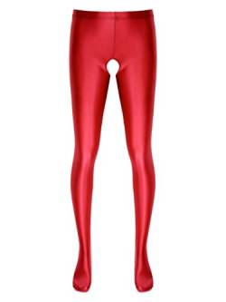 Doomiva Herren Strumpfhosen Nylon Glänzend Leggings Männer Hoher Taille Nylonstrumpfhose Lang Hose Feinstrumpfhose M-XL U Rot XL von Doomiva