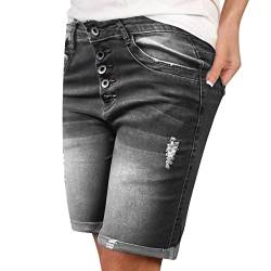 Jeans Shorts Damen Knielang Zerrissen Sommer Sexy Mode Casual Loose Frauen Kurze Hose Denim Stretch Low Waist Jeansshorts Bermuda Übergröße Hotpants Strandshorts Grosse Grössen von Dorjuli