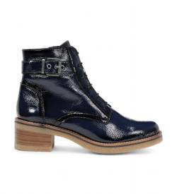 Dorking by Fluchos für Damen. D8686-NA Lucero Leder-Stiefeletten D8686 Navy (39), 3 bis 5 cm, Reißverschluss, Lässig, Lackleder, Marine von Dorking by Fluchos