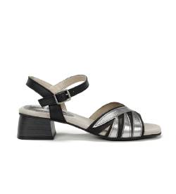 Dorking by Fluchos für Damen. D9062-SULA Sula Ledersandalen D9062 schwarz (37), 3 bis 5 cm, Schnalle, Lässig, Party von Dorking by Fluchos