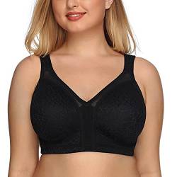 DotVol Damen Komfort Vollschalen Minimizer BH Bügellos Ohne Bügel Große Größen Unterwäsche (85G, Schwarz) von DotVol