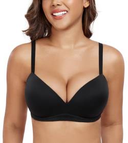 DotVol Damen Push Up BH Bequemer gepolsterter Bra für Frauen Ohne Bügel Unterwäsche Alltag BH(Schwarz 90C) von DotVol