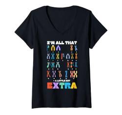 Damen Down-Syndrom-Bewusstsein All That Little Extra für Mädchen, Jungen und Kinder T-Shirt mit V-Ausschnitt von Down Syndrome Awareness Gifts