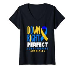 Damen DownRight Perfect Trisomie 21 T21-Down-Syndrom-Bewusstsein T-Shirt mit V-Ausschnitt von Down Syndrome T21 Awareness Apparel & Gifts