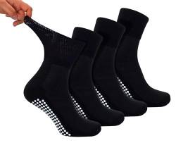4 Paar Kurz Bambus Antirutsch Diabetikersocken | Dr. Socks | Ohne gummi ohne Naht Strick und Rutschfeste Socken für Diabetiker (43-45, Schwarz) von Dr.Socks