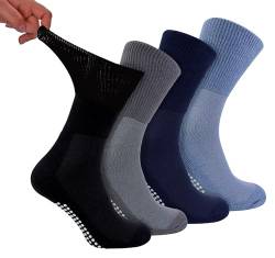 Dr.Socks 4 Paar Bambus Antirutsch Diabetikersocken Extra Weit Socken Ohne Gummi und Naht mit Noppen | Stoppersocken für Diabetiker (46-50, BNG) von Dr.Socks