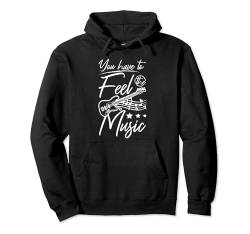 Man muss die Musik Bassgitarre spüren Pullover Hoodie von Drawn Bass Guitar Player Bassist Apparel