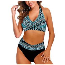 Badeanzug Damen, Damen Cross Back Badeanzüge Leopard Twist Front Bademode Kordelzug Side Bikini Sets von Dream Room