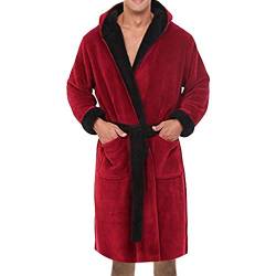 Herren Bademantel Für Sauna mit Kapuze Morgenmantel Saunamantel Flauschig Männer Winter Dickes Korallenvlies Warmes Nachthemd Bademantel Home Kleidung Mantel Pyjama von Dream Room