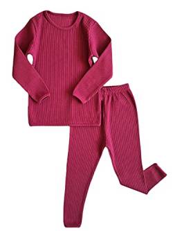 DreamBuy 20 Farben Gerippter Pyjama/Trainingsanzug/Loungewear Unisex Jungen und Mädchen Pyjamas Babykleidung Pyjamas für Frauen und Herren Pyjamas (M, Rotweinrot) von DreamBuy