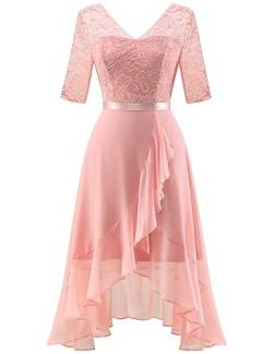 Dressystar Damen Sommerkleid Knielang Abendkleider Elegant für Hochzeit Brautjunferkleid Kurzarm Partykleid Blush L von Dressystar