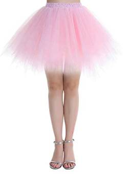 Dressystar LXQC Petticoats Minirock Kurz Unterrock Tutu Unregelmäßig Tüll Damen Mädchen Ballettrock Multi-Schichten Rosa L von Dressystar