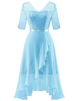 Dressystar Sommerkleid Damen Knielang Elegant Cocktailkleid Abendkleider A-Linie Hochzeitsgäste Chiffon Kleider Hellblau M von Dressystar