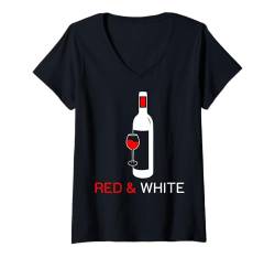 Damen Wein Rotwein Weißwein Lustiges Zitat T-Shirt mit V-Ausschnitt von Drinking Wine All Days All Night