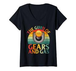 Damen Der Guru der Getriebe- und Gasfahrlehrer T-Shirt mit V-Ausschnitt von Driving Instructor Gifts