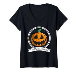 Damen Happy Halloween Party Kostüm Outfit Verkleidung Costume T-Shirt mit V-Ausschnitt von Drunken Royals