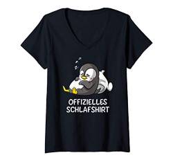 Damen Offizielles Schlafshirt - Pinguin Schlafanzug Nachthemd T-Shirt mit V-Ausschnitt von Drunken Royals