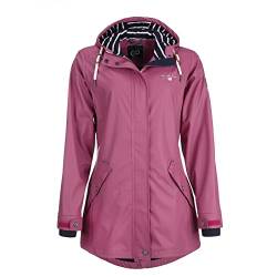 Dry Fashion Damen Regenmantel Kiel - Frauen Regenjacke Damen Jacke mit verstellbarer Kapuze Lang Winddicht Wasserdicht in Beere Größe 42 von Dry Fashion