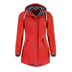 Dry Fashion Damen Regenmantel Kiel - Frauen Regenjacke Damen Jacke mit verstellbarer Kapuze Lang Winddicht Wasserdicht in Rot Größe 48 von Dry Fashion