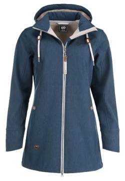 Dry Fashion Damen Softshell Mantel Sellin Meliert - Softshell-Jacke Outdoorjacke Atmungsaktiv Kapuze Wind- und Wasserabweisend in Navy Größe 50 von Dry Fashion