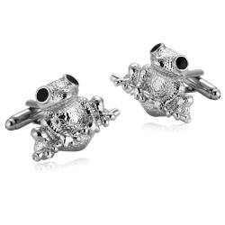 Cufflinks Silver, Manchettenknoepfe Weihnachten Schwarz Krötenfrosch Edelstahl Hemd Anzug Herren Schmuck für Geburtstag Hochzeit von Dsnyu