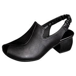 DuBiytlk Damen Espadrilles Damen Sandalen Damen Segelschuhe Frauen Freizeitschuhe Frühling und Muster Mode Einfache Einfarbig Bequeme Dicke Ferse Offene Spitze Damen Latein BarfußSchuhe (Black, 39) von DuBiytlk