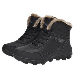 DuBiytlk Gummistiefel GefüTtert Damen Senioren Stiefel Boot [Eroberer] Warme und Schneestiefel Mode in der Kälte Stiefel Winterschuhe Herren Wasserdicht Stiefel (Black, 41) von DuBiytlk