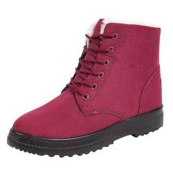 DuBiytlk Stiefel Damen Damen Sneaker Sneakers Schuhe Damen Fashion Dicke Sohle Blockabsatz Damenstiefel Atmungsaktive Mode Rundkopf Blockabsatz Damenschuhe Western Stiefel Damen Stiefel (Red, 36) von DuBiytlk