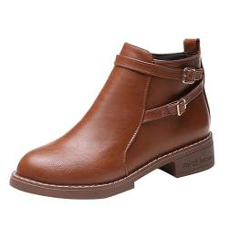 DuBiytlk Wanderschuhe FüR Herren Wanderschuhe Herren Winter Mode Winter Frauen Stiefeletten Dicke Sohle Mid Heel Slip Auf Kurze Plüsch Warme Solide Eislaufschuhe Damen Winter Boots Men (Brown, 38) von DuBiytlk