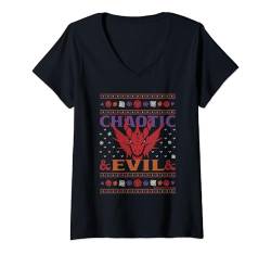 Damen Dungeons & Dragons Chaotic Evil Christmas Strickmuster T-Shirt mit V-Ausschnitt von Dungeons & Dragons