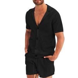 Duohropke Herren Trainingsanzug Ice Cool Silk Set Baumwolle 2 Stück Kurzarm Shirt und Shorts Sommer Outfits Lässig Strand Sets von Duohropke