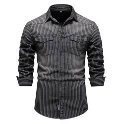 Duohropke Jeanshemd Herren Denim Shirt Langarmhemd Denim Shirt Cowboy Style Freizeit Hemd Langarm Regular Fit Western Jeanshemd männer Kent Kragen Business Casual Jeanshemd von Duohropke