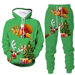 Weihnachten Jogginganzug Herren Weihnachten Kleidung Männer Lustig Trainingsanzug Warm Sportanzug Pullover Sweatshirt + Sporthose Sets Fleece-innenseite Freizeitanzug Hausanzug Weihnachts Kostüm von Duohropke