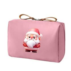 Duroecsain Multifunktionale Kosmetiktasche, Make-up-Taschen-Organizer | Reise-Kulturbeutel mit Reißverschluss und Weihnachtsmann-Aufdruck,Make-up-Organizer-Tasche, Reise-Kulturbeutel für Frauen, von Duroecsain