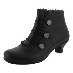 Dwevkeful Reitstiefel Damen, mit Absatz Retro Leder Ankle Boots Stiefeletten Wildleder Elegant Wasserdicht Gefüttert Kurzschaft Boots Regenstiefel Kurz Winddicht Leicht Gummistiefel Reitstiefel von Dwevkeful