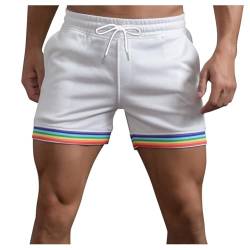 Pride Shorts Herren LGBT Gay Pride Flag Regenbogen Shorts Kurze Hose Sport Sommer Kurze Hosen Schnelltrocknende Laufshorts Trainingshose Outdoor Sporthose Pride Month 2024 Regenbogen Geschenke von Dwevkeful