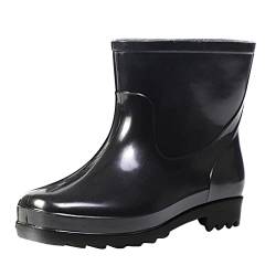 Regenschuhe Herren Weiter Schaft Halbhoch Leicht Regenstiefel Stiefeletten Protective Wasserdicht Gummisohlen Bequem Rain Boots Gummistiefel Sommer Anti-Rutsch Robust Regenschuhe Reitstiefel von Dwevkeful